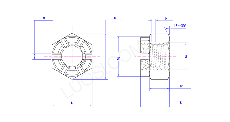 Precision Machined Crown Nut With Slot