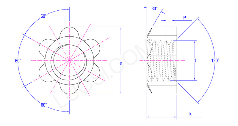Female Thread Star Handle Nut